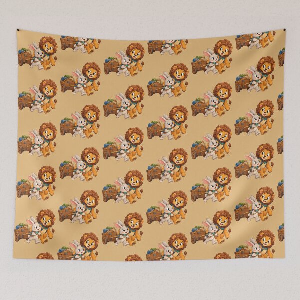 Item preview, Cute Lion and Rabbit Adventure, Animal Friendship Cartoon designed and sold by Amyay.