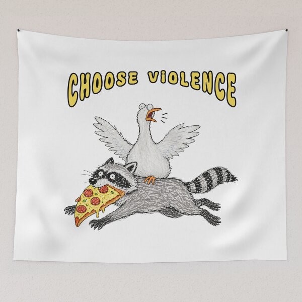 Item preview, Funny goose Choose Violence Pizza Raccoon designed and sold by TeeARTHY.