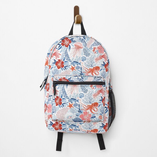 Item preview, Rock Pool Botanical - Red and Navy  designed and sold by TigaTiga.