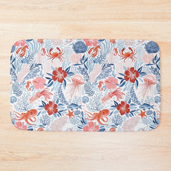 Item preview, Rock Pool Botanical - Red and Navy  designed and sold by TigaTiga.