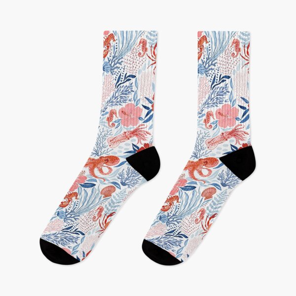 Item preview, Rock Pool Botanical - Red and Navy  designed and sold by TigaTiga.