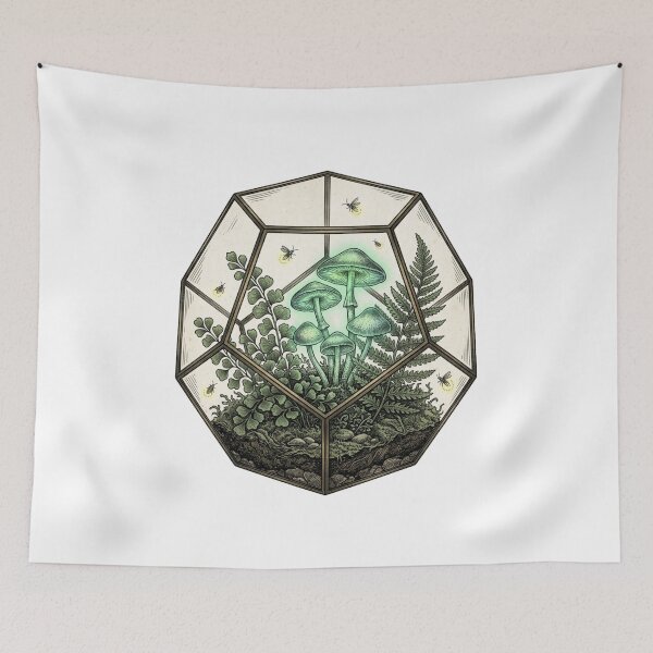 Item preview, Enchanted Glowing Mushroom Geometric Terrarium designed and sold by RoyalDeluxGo.