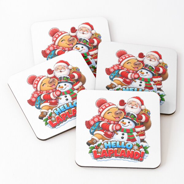 Item preview, Cute Lapland Capybara – Santa & Snowman Winter Adventure designed and sold by CapybaraTravels.
