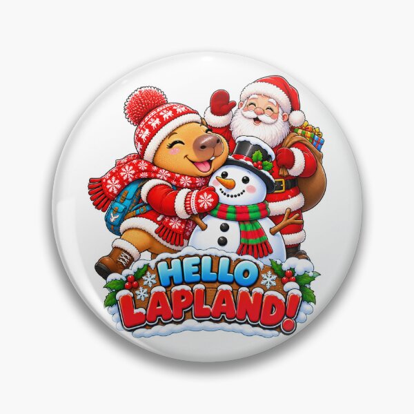 Item preview, Cute Lapland Capybara – Santa & Snowman Winter Adventure designed and sold by CapybaraTravels.