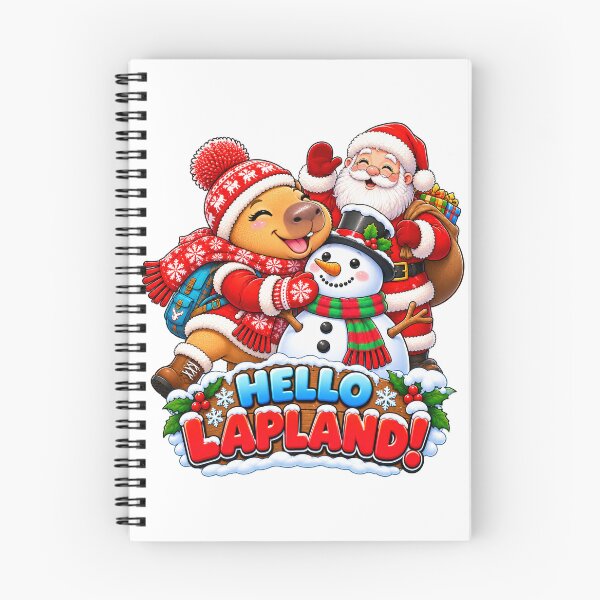 Item preview, Cute Lapland Capybara – Santa & Snowman Winter Adventure designed and sold by CapybaraTravels.