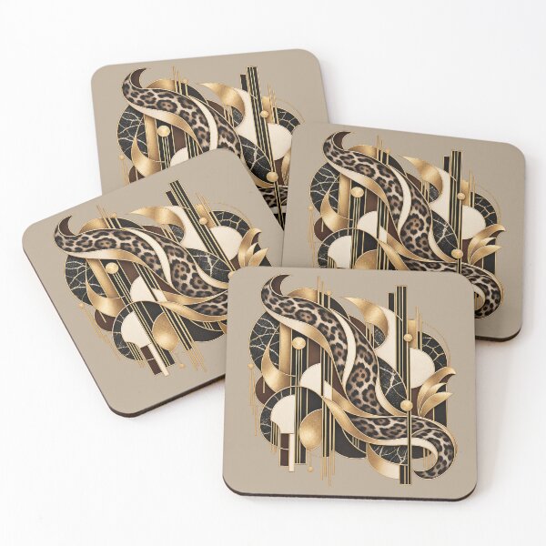 Item preview, Shadow Rosettes – Neo Deco Leopard Pattern designed and sold by Anyshca.