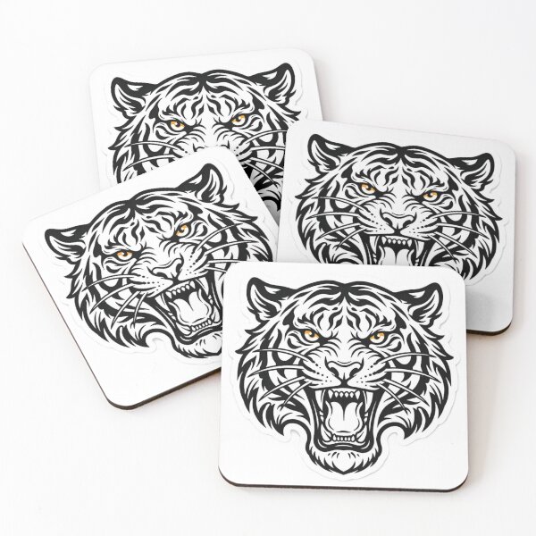 Item preview, Fierce Roaring Tiger Head Line Art Tattoo designed and sold by SnapStickerHub.