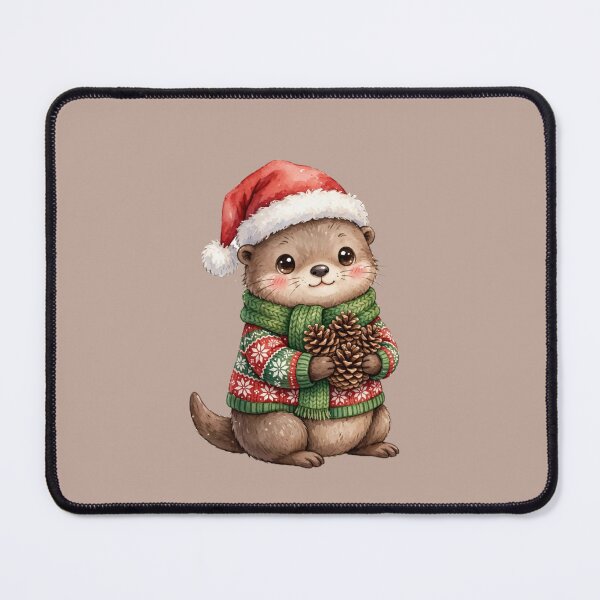 Item preview, Christmas Otter with Pinecone and Cozy Sweater designed and sold by PunchDrop.