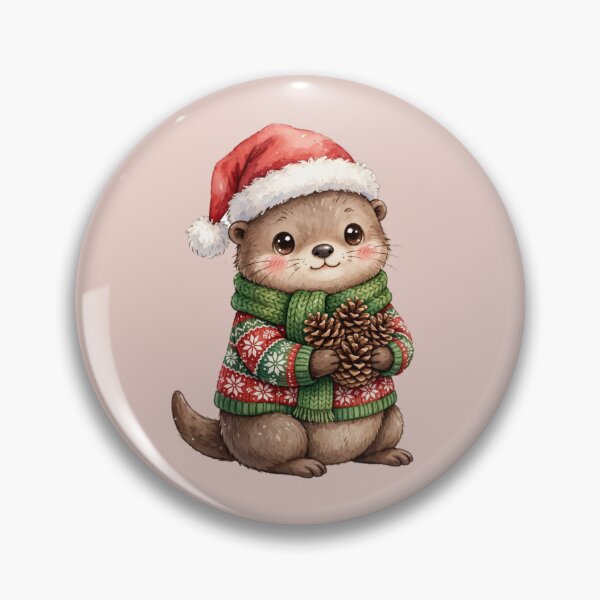 Item preview, Christmas Otter with Pinecone and Cozy Sweater designed and sold by PunchDrop.