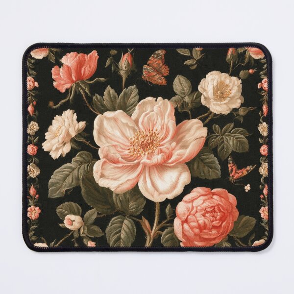 Item preview, Blush Roses After Dark | Vintage Floral on Black designed and sold by Neural Artifex.