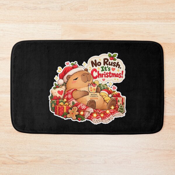 Item preview, NO RUSH. IT'S CHRISTMAS! 2026 BY NAGGINGSTICKERSCO. NAGGING CAPYBARA'S A VERY NAGGING CHRISTMAS! COLLECTION | BLACK Edition | No.01 designed and sold by LaMaisonOfMY.