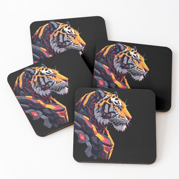 Item preview, Neon Cyberpunk Mecha Tiger - Gaming Poster designed and sold by Cyber Gold Studio.