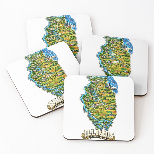 Item preview, Hand Drawn Illinois Travel Souvenir Landmark Gift designed and sold by MichaeIRellov.