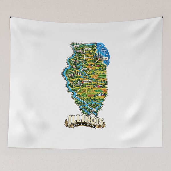 Item preview, Hand Drawn Illinois Travel Souvenir Landmark Gift designed and sold by MichaeIRellov.