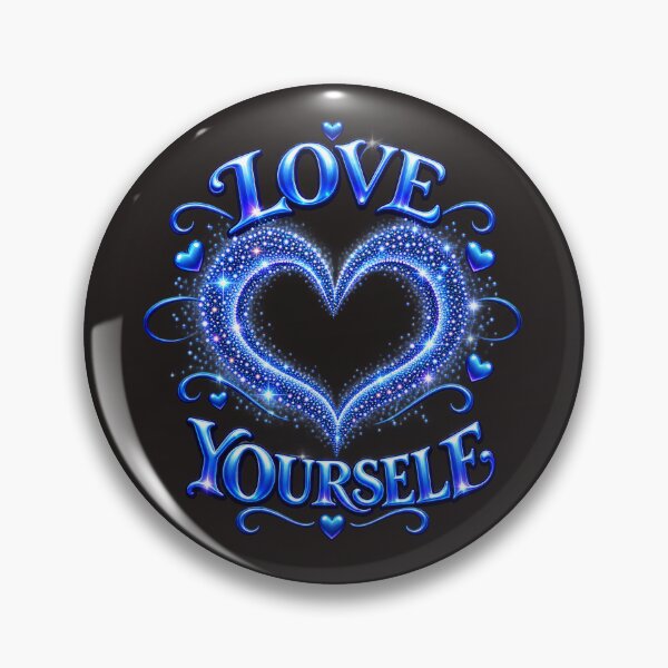 Item preview, Love Yourself Blue Glitter Heart Typography Design designed and sold by ShivCraftStudio.
