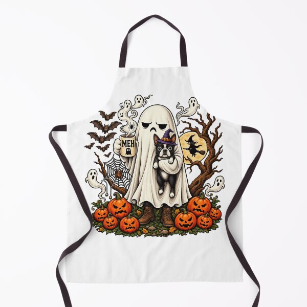 Item preview, Grumpy Ghost Holding Black Pug Dog Meh Coffee Cup Halloween  designed and sold by KristianNes.