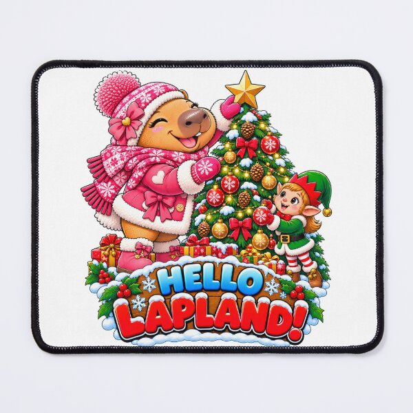 Item preview, Cute Lapland Capybara Girl – Christmas Tree & Elf Adventure designed and sold by CapybaraTravels.