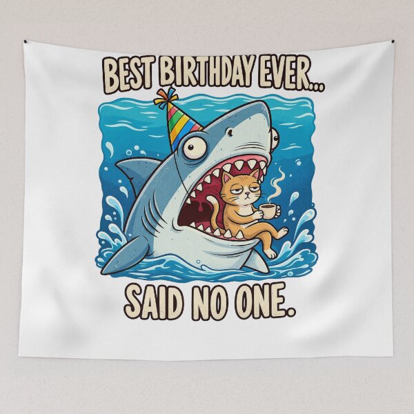 Item preview, Best Birthday Ever Shark Cat designed and sold by tollaru.