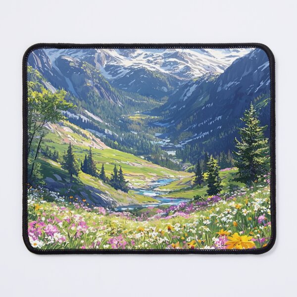 Item preview, Where The Wildflowers Meet The Mountains Gustav Klimt Flower Garden Nature Painting Landscape Scenery Digital Illustration designed and sold by Matt_Smith.