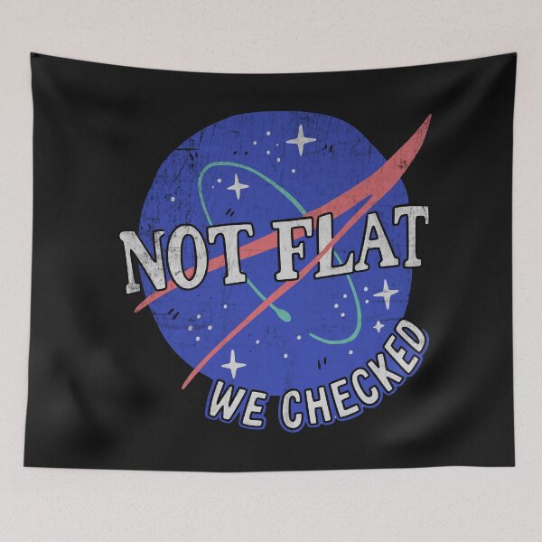 Item preview, Not Flat We Checked – Retro Space Science Humor designed and sold by Studio Bootleg.