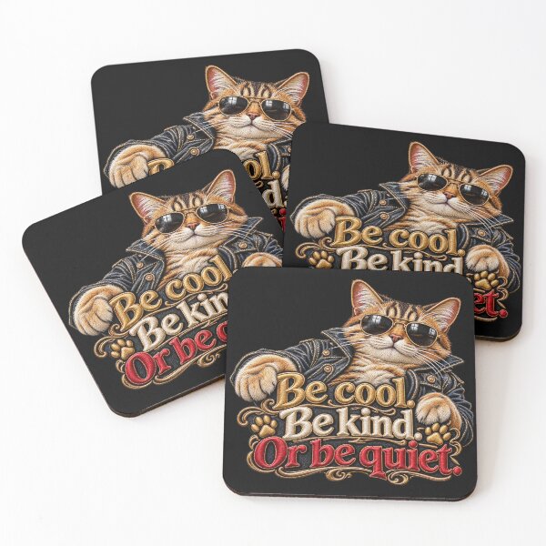 Item preview, Funny Cat Quote – Be Cool Be Kind Or Be Quiet Embroidered Cat designed and sold by Emoji Emblems.