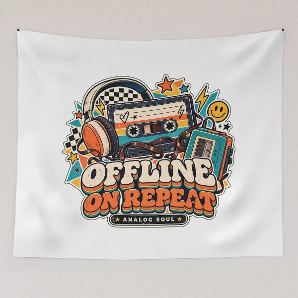 Item preview, Retro Cassette Music On Repeat designed and sold by MysticCanvasAi.