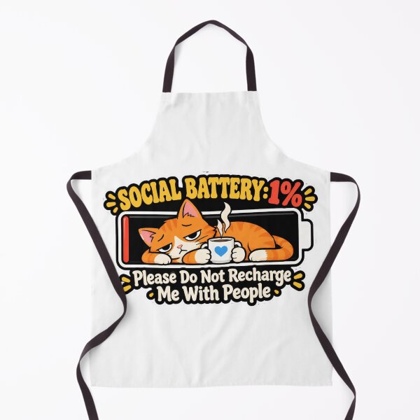 Item preview, Social Battery 1% - Funny Introvert Orange Cat With Coffee designed and sold by murad626.