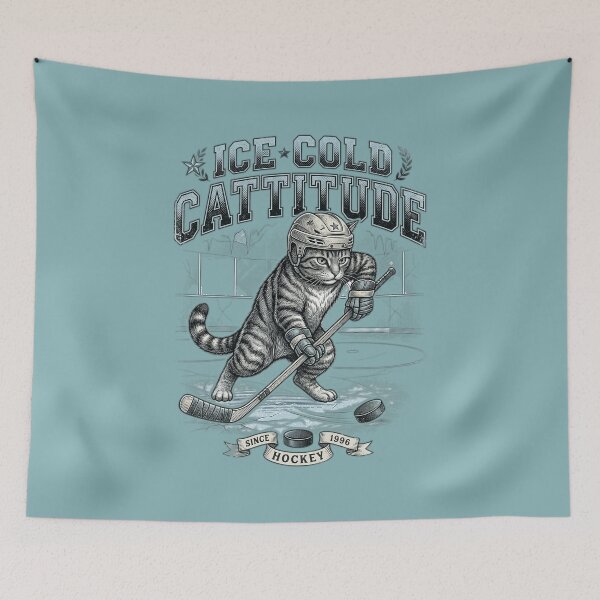 Item preview, Ice Cold Cattitude Funny Hockey designed and sold by FurRealStudioCo.