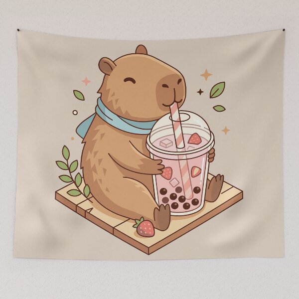 Item preview, Capybara Boba Tea Isometric Illustration designed and sold by Ranpict.