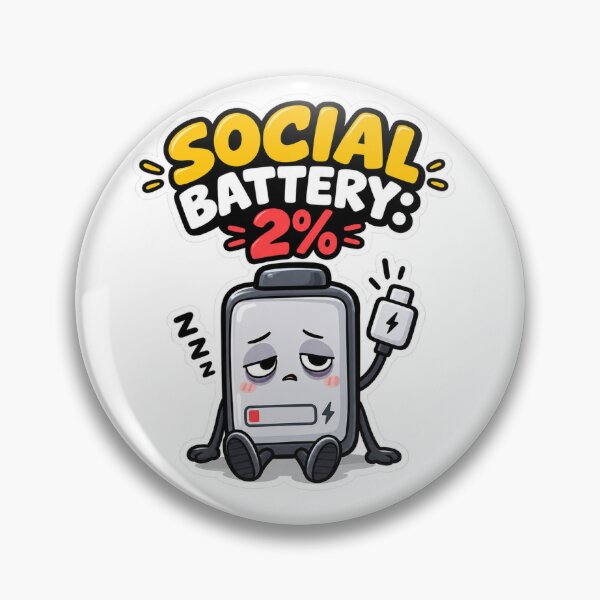 Item preview, Social Battery 2% Funny Introvert Sticker – Exhausted Battery Humor designed and sold by A1MarketDesigne.