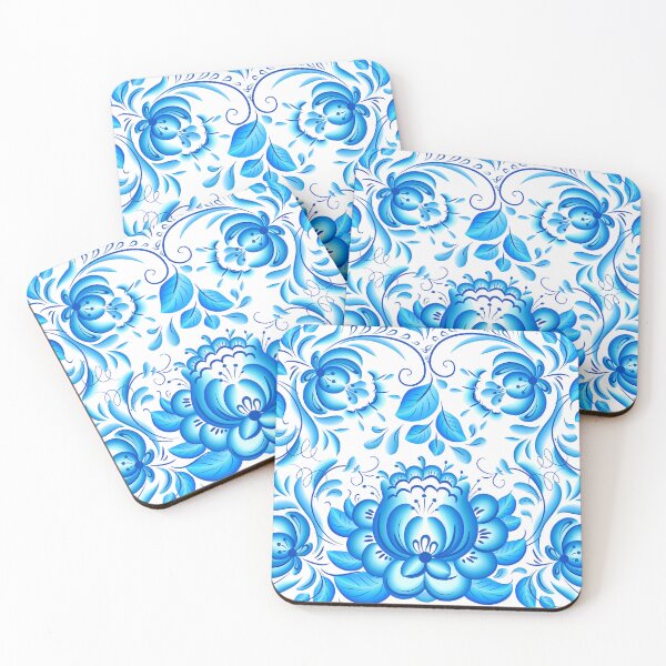 Item preview, Blue Gzhel flowers pattern designed and sold by Art of Sun.