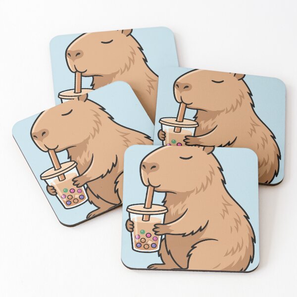 Item preview, Relaxed Capybara Drinking Boba Tea designed and sold by Ranpict.