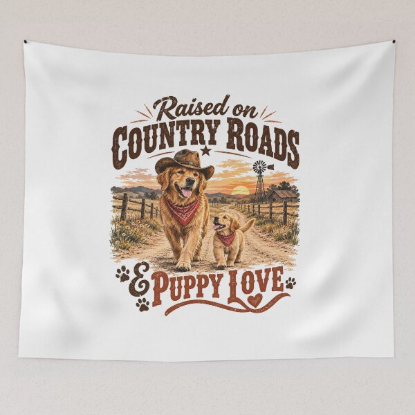 Item preview, Raised on Country Roads & Puppy Love designed and sold by PawPlanetPro.