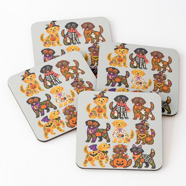 Item preview, Colorful Labrador Halloween Folk Art Floral Dog Collage designed and sold by AmiGraph.