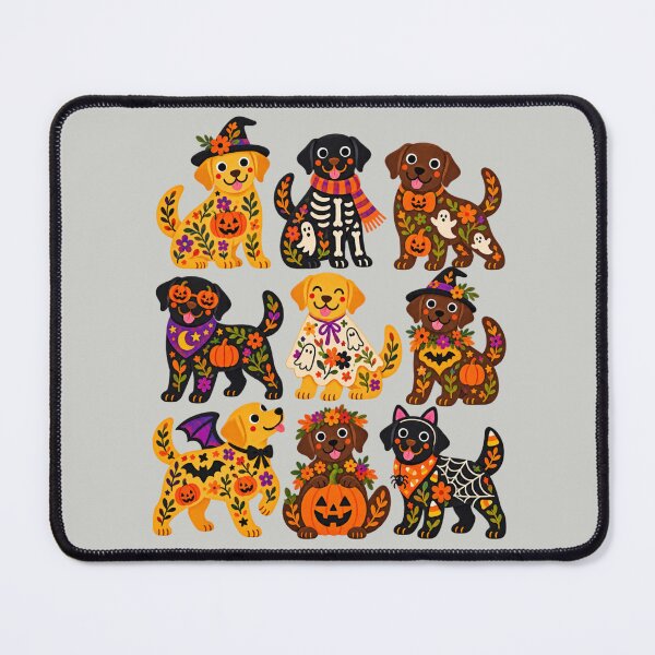 Item preview, Colorful Labrador Halloween Folk Art Floral Dog Collage designed and sold by AmiGraph.