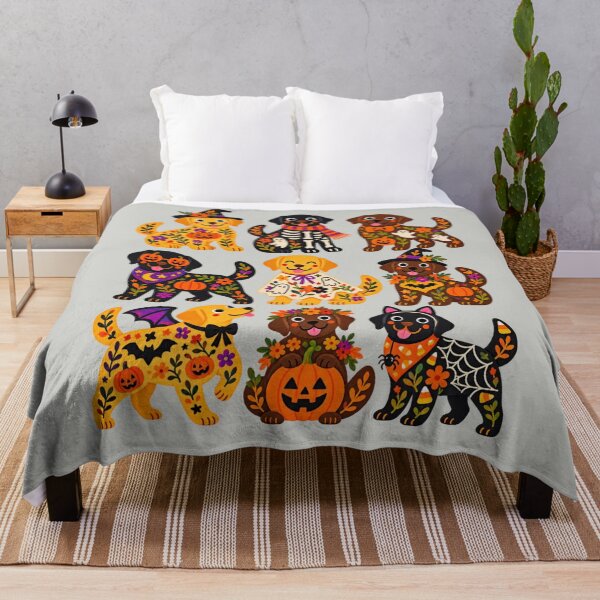 Item preview, Colorful Labrador Halloween Folk Art Floral Dog Collage designed and sold by AmiGraph.