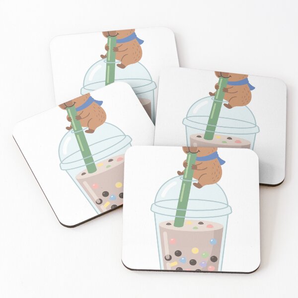 Item preview, Tiny Capybara Climbing Boba Tea Cup designed and sold by Ranpict.