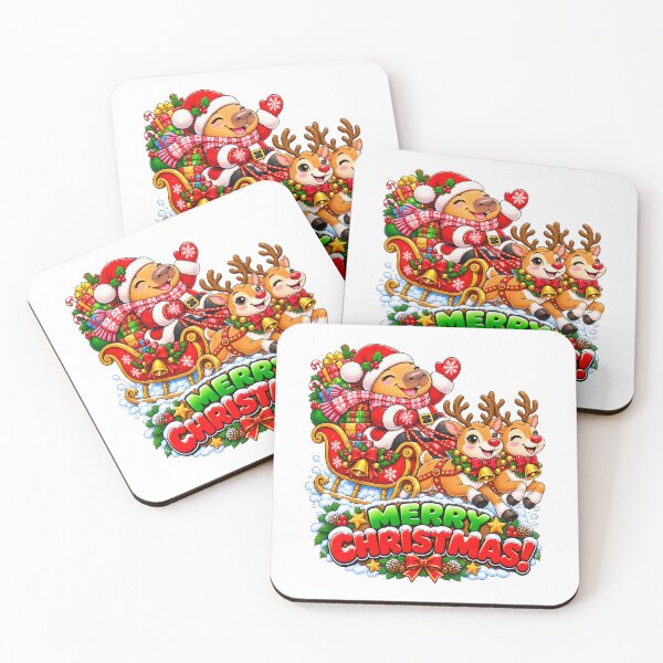 Item preview, Merry Christmas Capybara – Santa Sleigh & Reindeer Holiday Adventure designed and sold by CapybaraTravels.