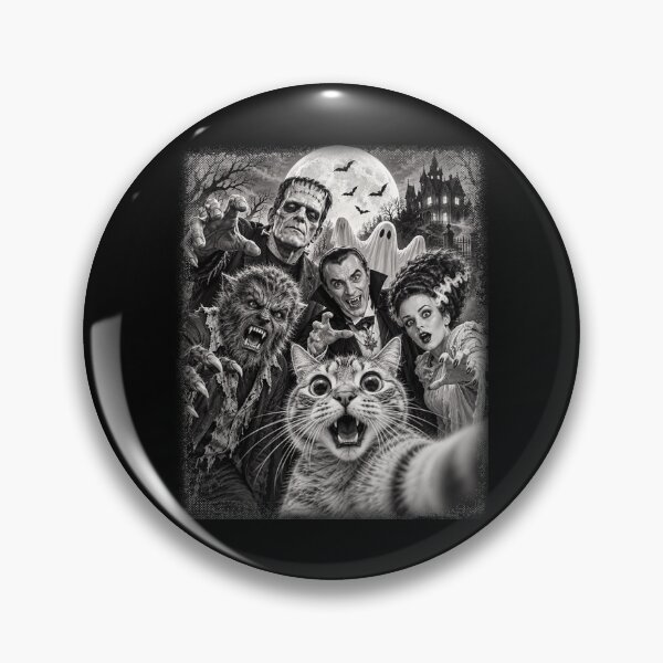 Item preview, Retro Halloween Monster Selfie - Halloween Monsters - Cat Selfie With Horror Monsters designed and sold by KravinaPhol.