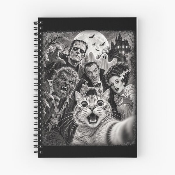 Item preview, Retro Halloween Monster Selfie - Halloween Monsters - Cat Selfie With Horror Monsters designed and sold by KravinaPhol.