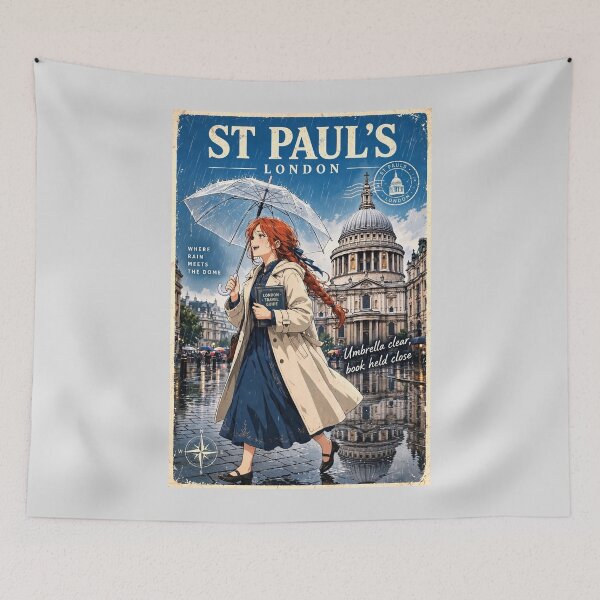 Item preview, United Kingdom — St. Paul's Cathedral — A Rainy London Walk Beneath the Historic Dome designed and sold by DibujandoPorfa.