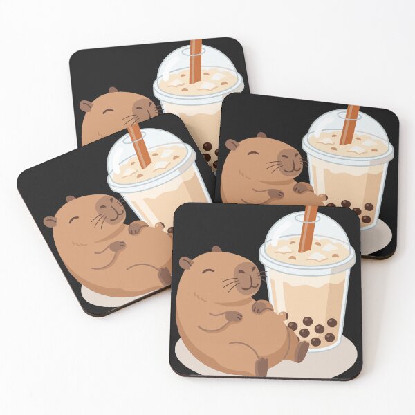 Item preview, Capybara Relaxing With Milk Tea Boba designed and sold by Ranpict.