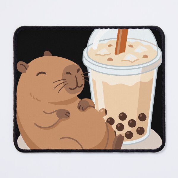 Item preview, Capybara Relaxing With Milk Tea Boba designed and sold by Ranpict.