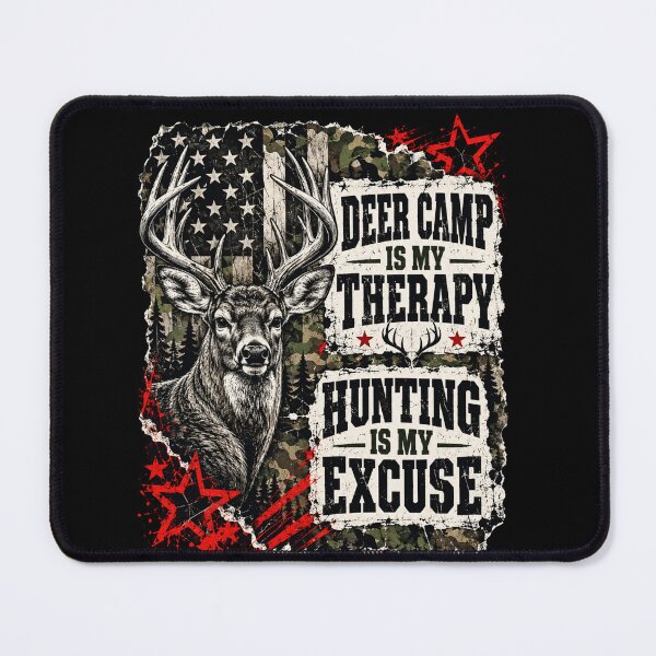 Item preview, deer hunting is my therapy rustic patriotic buck art designed and sold by anapldv.
