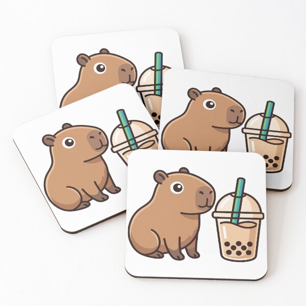 Item preview, Cute Capybara With Boba Tea Cup designed and sold by Ranpict.