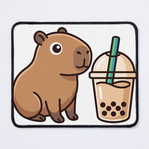 Item preview, Cute Capybara With Boba Tea Cup designed and sold by Ranpict.