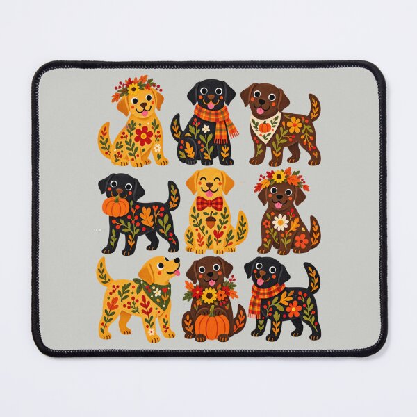 Item preview, Colorful Labrador Thanksgiving Folk Art Floral Dog Collage designed and sold by AmiGraph.