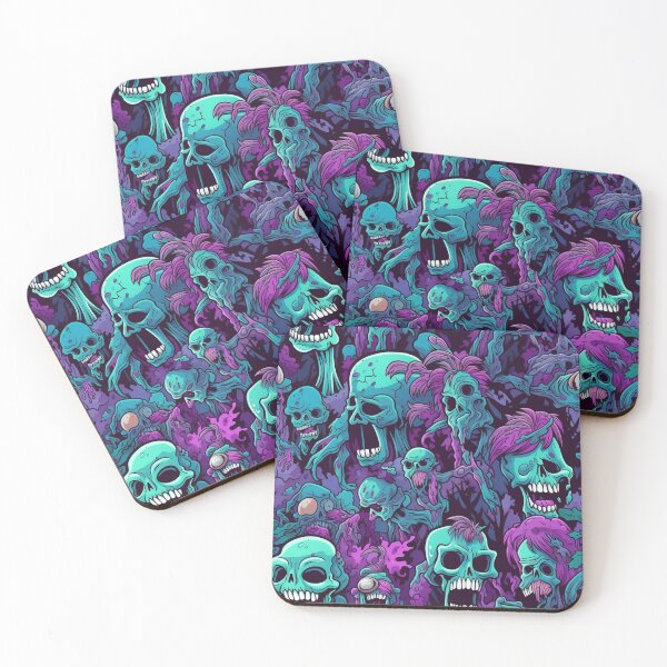 Item preview, Neon Zombie Skull Repeat Pattern Colorful Punk Halloween Horror designed and sold by JRRTs.