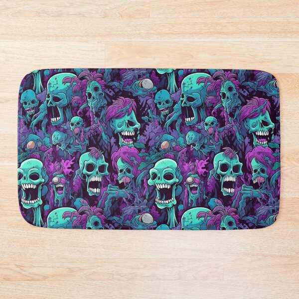 Item preview, Neon Zombie Skull Repeat Pattern Colorful Punk Halloween Horror designed and sold by JRRTs.