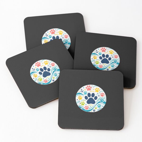 Item preview, Nautical Dog Paw Print Colorful Coastal Beach Wave Anchor designed and sold by abig-eiyana.